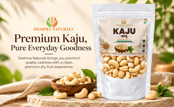 Deshma Naturals Premium Cashew Nuts (Kaju) | Whole, Crunchy & Rich in Taste | Premium Quality Dry Fruits | Healthy Snacking & Everyday Nutrition